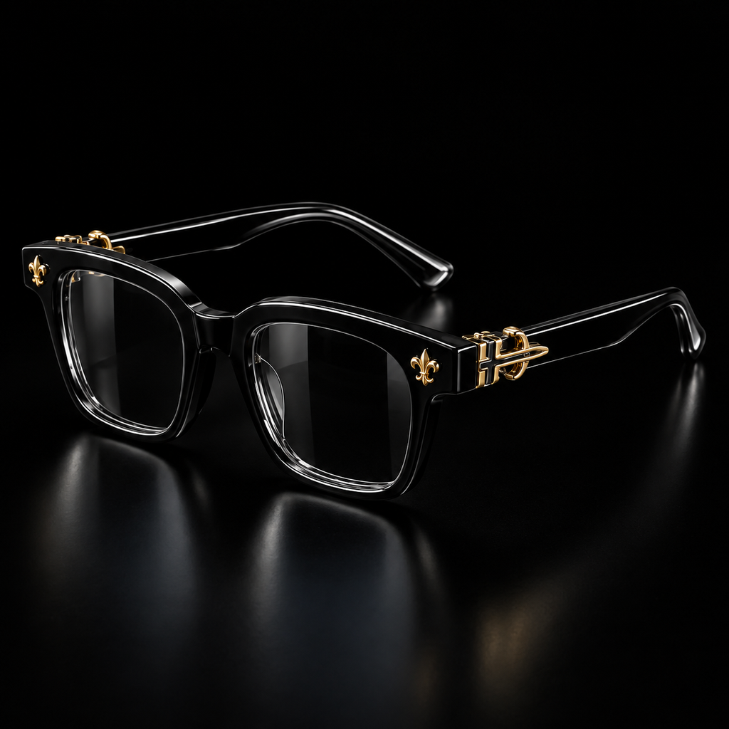 STUDS BLACK GLASSES-GOLD EDITION